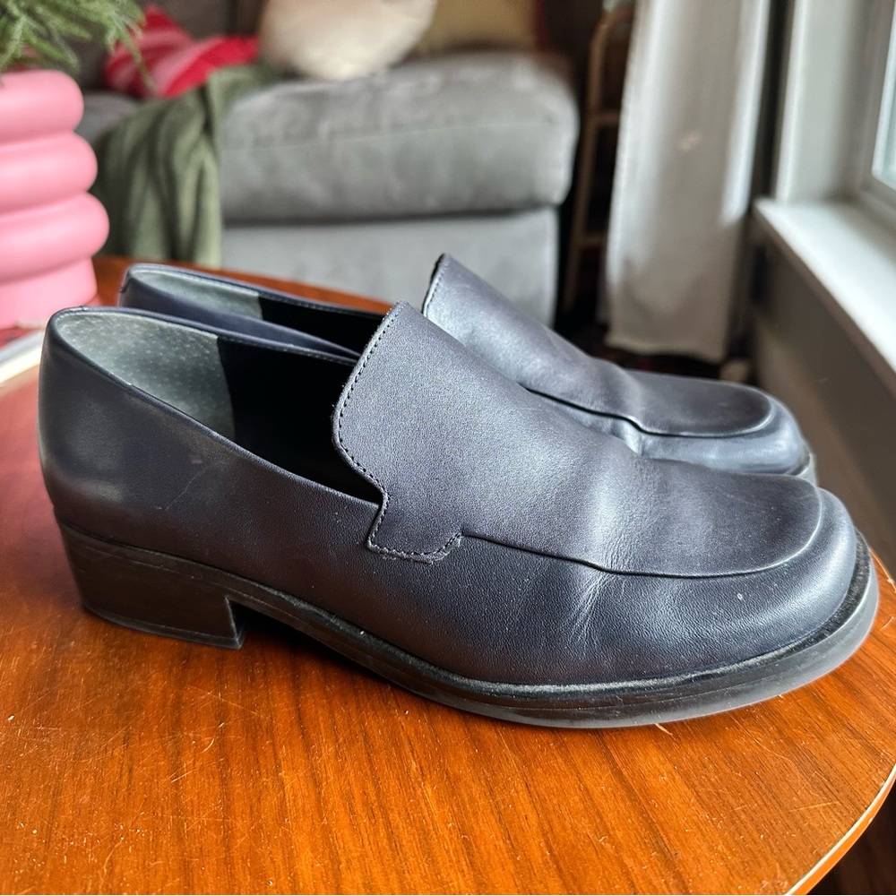 Franco Sarto Dark Blue Leather Loafers